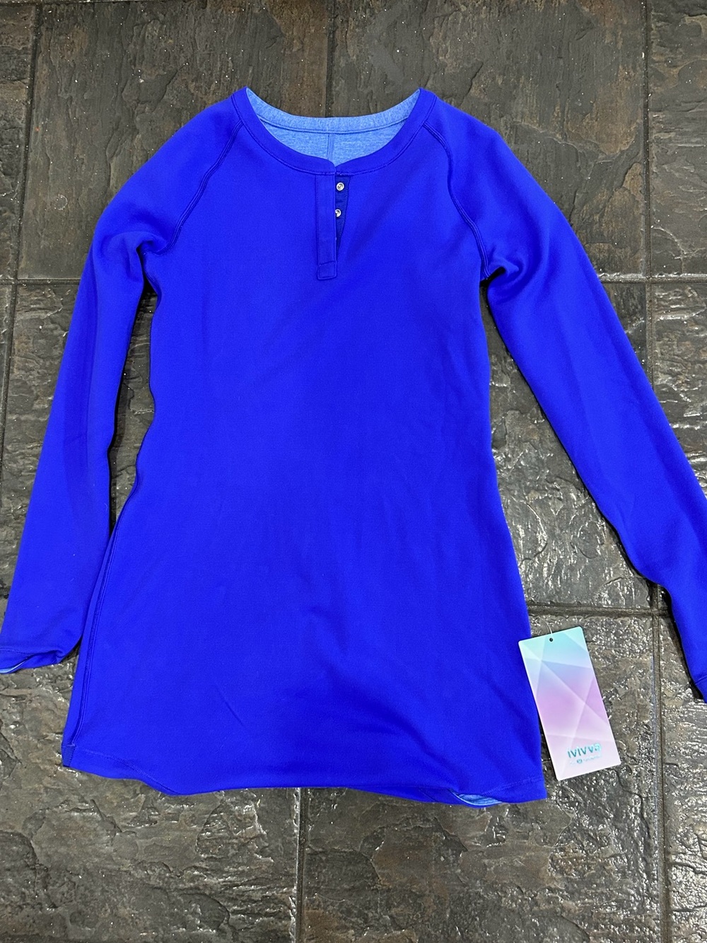 NWT Ivivva Girls Cobalt Blue Long Sleeve Henley Athletic Dress Size 12 - Picture 3 of 4